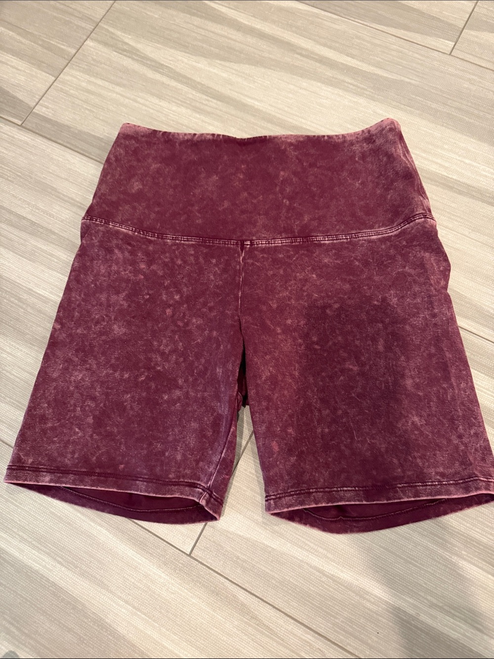 PINK Victoria's Secret Mineral-Wash Burgundy High-Rise Bike Shorts